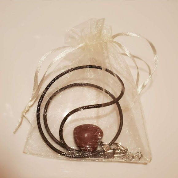 Red Jasper Gemstone Heart Necklace, Polished Rock Pendant, natural stone gift - Picture 8 of 8